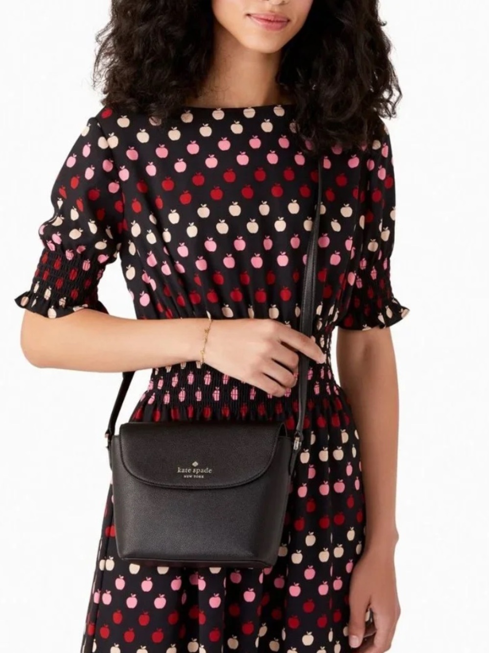 Kate Spade Emmie Flap Crossbody Black Pebbled Leather Retail $299 - Picture 2 of 16